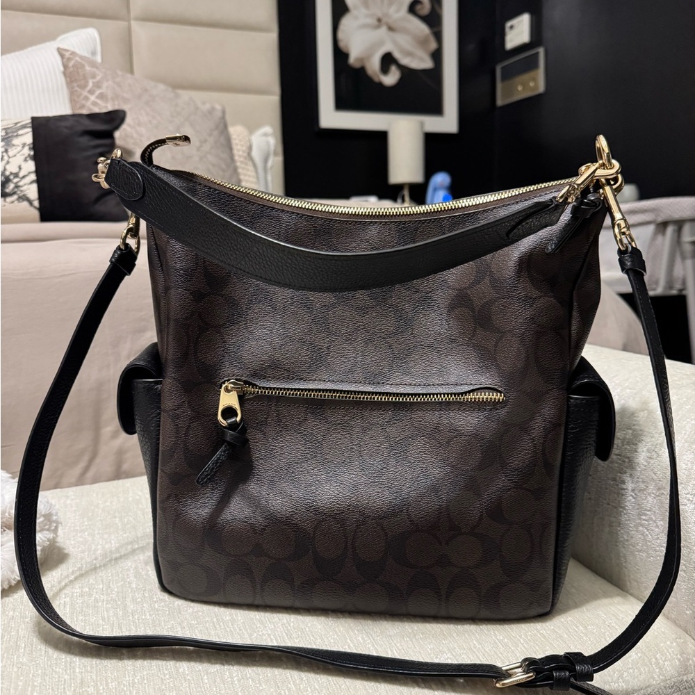 Elegant Black and Brown Designer Shoulder Bag